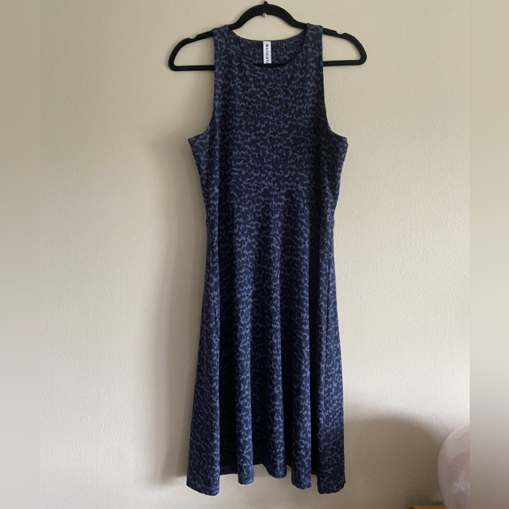 Athleta Santorini Thera Printed Dress Traverse Geo Navy